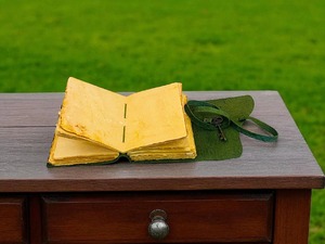 Embossed Flower <b>Leather</b> JournaDeckle Edge Paper - Product Image 2
