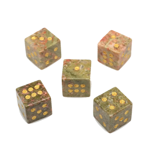 Dados de Piedra Unakita D6, Cubo de Piedra Preciosa Natural, Dados de Cristal D6 Grabados, Juegos de Dados Personalizados - Product Image 6