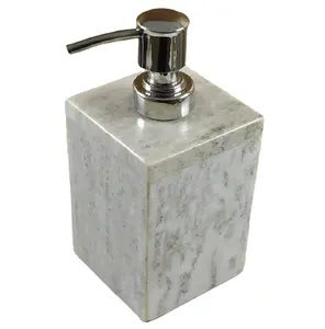 Dispensador de sabão em mármore cinza para decoração de banheiros e cozinhas, conjunto de dispensadores de luxo em linha de latão, produto em oferta