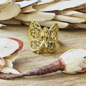 Unique Design Latest Butterfly <b>Rings</b> Boho Brass Jewelry Women 18k Gold Plated Filigree Angel Fairy Band <b>Ring</b> Wholesale/OEM/ODM - Product Image 1