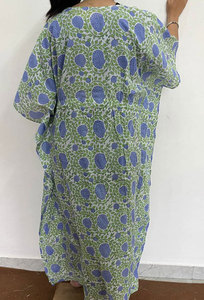 Vestido Kaftan de Algodón Suave y Transpirable para Mujer con Elegantes Estampados Florales Étnicos - Product Image 5