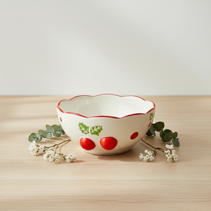 Tazón para Ensalada de Porcelana Fina con Diseño de Flor de Pascua y Puntos, Calidad Premium, 3460988A-15 - Product Image 3