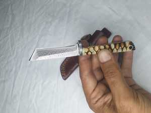Custom handcrafted hunting <b>knife</b> Premium wooden <b>handle</b> <b>knife</b> Satin finish survival <b>knife</b> - Product Image 3