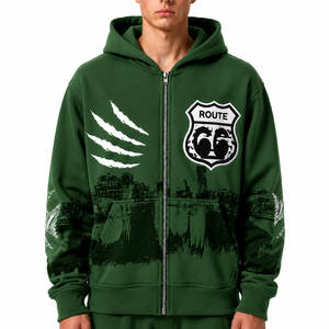 Sudaderas con capucha unisex con cremallera completa, 100% algodón, tejido grueso de felpa francesa, corte holgado, sudaderas con capucha personalizadas de alta calidad con bordado. - Product Image 3