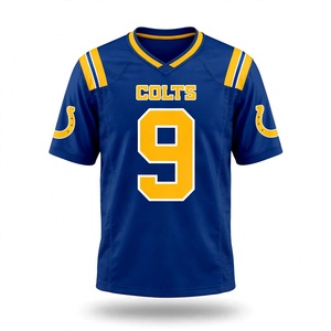 Jersey Deportivo Azul y Dorado Más Vendido, Manga Corta, Cuello en V, Uniforme de Fútbol, Ropa Deportiva, Jersey Personalizado para Juego - Product Image 1