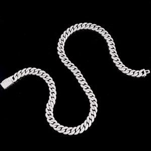 Chaîne cubaine personnalisée en moissanite et diamant, collier cubain hip-hop en argent 925, achat en gros OEM ODM direct usine - Product Image 2