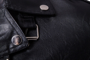 Men's Winter Genuine Cowhide Leather <b>Jacket</b> with Front Logo Classic Biker Motorcycle Style Eco-Friendly Breathable Premium - Product Image 5