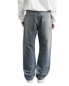 Nueva tendencia 2025 etiqueta personalizada cuadros rectos 100% algodón ecológico transpirable Casual suelto ajuste lujo hombres Jeans de alta calidad - Product Image 5