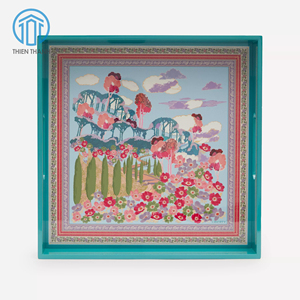 ถาดไม้ MDF เคลือบเงา งานแฮนด์เมด รูปทรงสี่เหลี่ยม ถาดเสิร์ฟสุดหรู สำหรับตกแต่งบ้าน โรงแรม ขายส่งจากโรงงาน - Product Image 1
