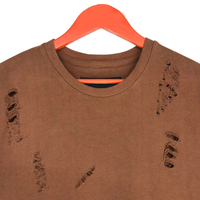 Suéter de Punto Rasgado para Hombre, Color Sólido, Manga Larga, Cuello Redondo, Invierno, Logotipo Frontal, Poliéster/Algodón, Ligeramente Elástico