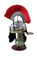 Casque de Centurion Romain avec Plume Rouge en Acier Doux, Armure Médiévale de Chevalier pour Reconstitutions Historiques, Expositions et Fêtes d'Halloween