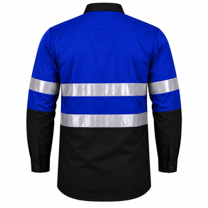 Chemise de travail unisexe personnalisée à manches longues, couleur bleu royal, blocs de couleur, haute visibilité, sécurité, polyester, réfléchissante, OEM, 2026 - Product Image 2