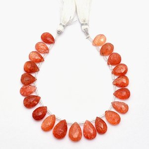 Perles de pierre de soleil naturelle 8x12MM facettées en forme de poire, perles de pierre de soleil orange pour la fabrication de bijoux, fournitures en gros - Product Image 6