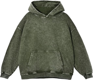 Sweat à capuche sans cordon en molleton de coton personnalisé, coupe courte et ample, brodé, pour homme – Meilleure vente - Product Image 1