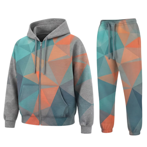 GREATFIT SPORTS CLUB Plus Size Adult <b>Men's</b> Winter Sporty V-neck Drawstring Hooded Solid <b>Silk</b> Screen Printed Breathable <b>Tracksuit</b> - Product Image 1