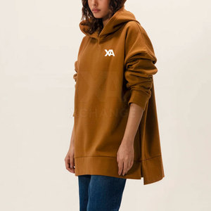 Stylish Winter <b>Long</b> Cotton Blended <b>Women</b> Oversized Fleece <b>Hoodies</b> with Drawstring Hood and Front Pocket <b>for</b> College Casual Wear - Product Image 4