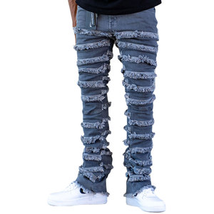 Pantalon en jean décontracté pour homme, tissu extensible respirant et confortable, coupe droite classique, vêtements de mode pour le travail et les voyages - Product Image 2