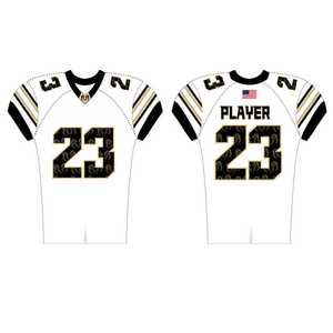 Uniforme de Fútbol Americano Personalizado, Negro y Dorado con Camuflaje, Impresión por Sublimación, Poliéster Transpirable, para Hombre Adulto, Servicio OEM - Product Image 2