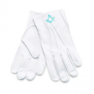 Gants en coton blancs, longueur poignet, avec logo rouge imprimé par transfert thermique, respirants, gants de cérémonie maçonniques - Product Image 5