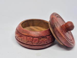 Traditional Wooden Sindoor Box Kumkum Holder – Red Sandalwood Handcrafted Pooja Item for <b>Mandir</b> Decor Wedding Gift Wholesale - Product Image 2