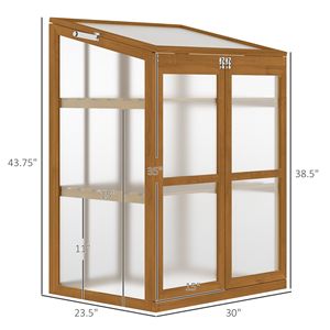 Serra in legno 30''L x 24''W x 44''H, mini fioriera marrone per orto, serre e ambienti da giardino - Product Image 3