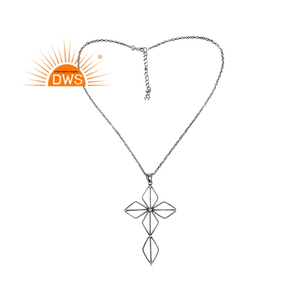 Handmade Oxidized <b>Sterling</b> <b>Silver</b> Floral Design <b>Pendant</b> Necklace Custom Jewelry For Women Gift For Her - Product Image 3