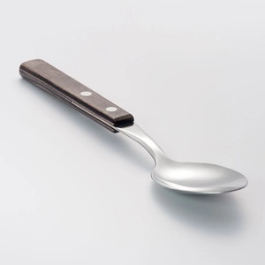 Cuillère à dîner en acier inoxydable avec manche en bois, finition miroir, couverts de cuisine et de salle à manger - Product Image 2