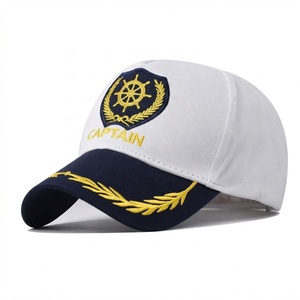 Gorra de Capitán de 5 Paneles, Color Blanco Marino, Bordada, Unisex, Ajustable, para Navegación, Viajes, Yacht - Product Image 1