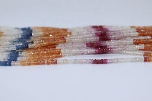 Cuentas de Piedra de Alta Calidad 100% Naturales, Multicolor, Zafiro Facetado, Forma de Neumático/Rueda, 3.5mm, 16 Pulgadas, para la Fabricación de Joyería - Product Image 4