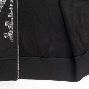 Men's <b>Black</b> Hooded <b>Sweatshirt</b> Rhinestone Solid Design Front Regular Fit Fleece Polyester/Cotton Breathable Quick Dry Winter - Product Image 5