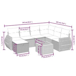 Ensemble de canapés de jardin en rotin moderne 6 places, mobilier d'extérieur résistant aux intempéries, design contemporain, couleur grise - Product Image 6