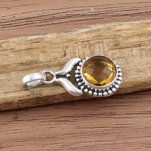 Colgante de Citrino Natural Chapado en Platino Vintage al por Mayor, Dije de Piedra Preciosa Amarilla de Plata de Ley 925, Precio al por Mayor del Fabricante - Product Image 5