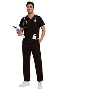 Veste d'hôpital anti-rides personnalisable unisexe uniforme d'allaitement extensible combinaison de gommage médical pour les infirmières en tissu jersey - Product Image 1