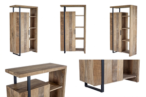 Meuble de rangement multifonctionnel en teck massif écologique Miya Premium, finition naturelle scandinave moderne, pour salon - Product Image 3