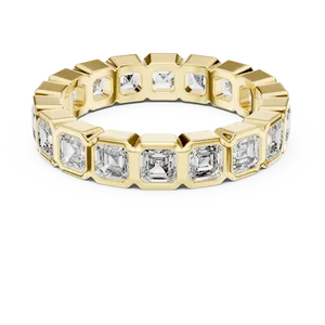10K 14K 18K Solid Gold Square <b>Emerald</b> Cut Lab Grown Diamond Eternity <b>Band</b> <b>Ring</b> 3.60 CTW E Color Bezel Set Luxury Unisex - Product Image 1