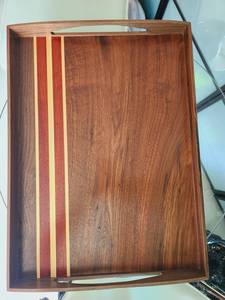 Elegante Bandeja Rectangular Rústica Moderna con Asa, Bandeja de Servir de Madera de Mango Natural Sostenible Personalizada, Patrón Rectangular para Uso Doméstico - Product Image 4