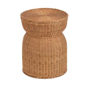 Beautiful Rattan <b>Storage</b> <b>Side</b> <b>Table</b> Handwoven Wicker Drum Stool With Removable Lid Round Accent Furniture For Living Room - Product Image 1