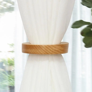 High Quality Wood Curtain <b>Tieback</b> Ring Megnetic Track Curtain Accessories Wood Curtain Holdback Best Price - Product Image 5