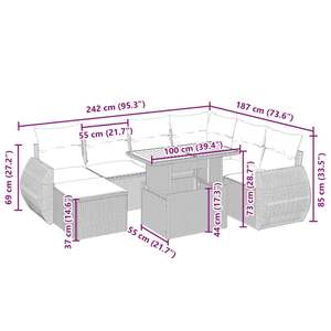 Set Divano da Giardino Beige e Bianco Crema - Product Image 4