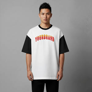 เสื้อยืดโอเวอร์ไซส์ผู้ชายรุ่นใหม่ล่าสุดปี 2026 สีขาวดำตัดกัน แขนสั้น สไตล์สตรีท พิมพ์ลายตัวอักษร คอกลม ทรงพอดีตัว - Product Image 4