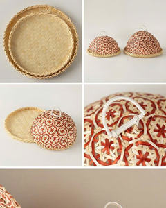 Round Wooden <b>Bread</b> <b>Basket</b> with Lid Natural Food Storage Container for Kitchen Display Bakery Use and Restaurant Service - Product Image 2