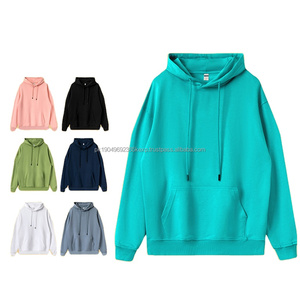 Suéter de rizo con doble tapa y hombros caídos de algodón pesado primavera otoño para hombres y mujeres nuevo suéter con capucha de color sólido para hombres - Product Image 1