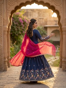 New Designer Indian and Pakistani <b>Wedding</b> wear Heavy Faux Blooming Material Sequence Zari Thread Embroidery Work Anakali Gowns - Product Image 4