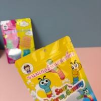 Sacs en Mylar personnalisés imprimés avec fenêtre, finition brillante, pour bonbons, oursons gélifiés et produits comestibles, avec fermeture à glissière