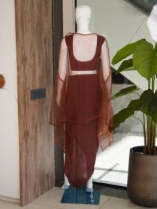 Conjunto de Choli y Lehenga Bordado Marrón para Mujer, Blusa Romana, Falda Asimétrica, Traje para Fiesta, Boda, Diwali - Product Image 2