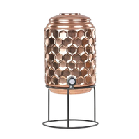 Distributeur d'eau en acier inoxydable martelé, design moderne et écologique, avec support métallique, pot à eau ayurvédique artisanal de 5 litres