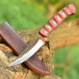 Forged EDC Fixed Blade Hunting Knife Stainless Steel Pakka Wood Handle Leather Sheath ODM OEM Full Tang Bushcraft Camping Knife - Product Image 1