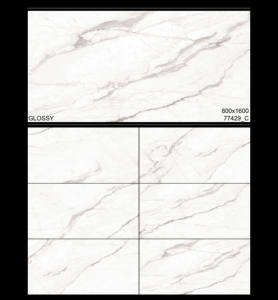 Azulejos y baldosas de porcelana blanca Calacatta de lujo italiano con acabado brillante, formato grande 60x60, 10 mm de grosor, resistentes a los ácidos, para baño - Product Image 2