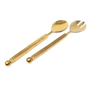 Proveedor profesional de excelente calidad, último diseño, acero inoxidable sostenible, juego de servidor de ensalada con mango liso de 2 piezas - Product Image 1