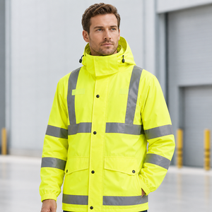 Customise Outdoor Class 2 <b>Waterproof</b> Polyester <b>Work</b> Safety Jacket Reflective Jacket for Men Long Sleeve High Visibility Workwear - Product Image 5